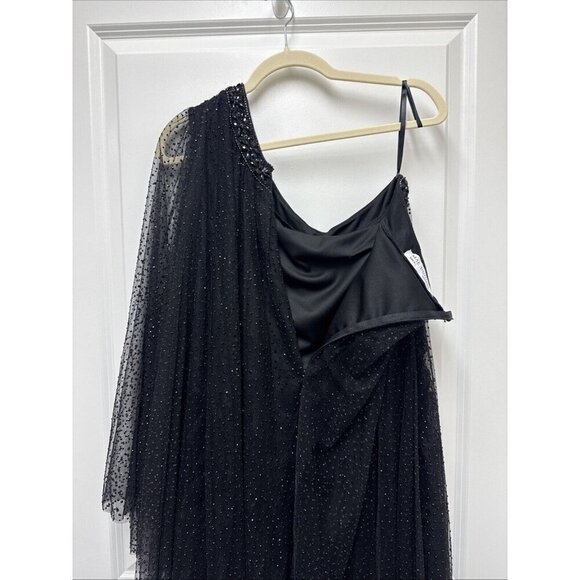 Mac Duggal Size 8 Black One Shoulder Embellished Tulle Mini Cocktail Dress 50689 - Picture 8 of 10